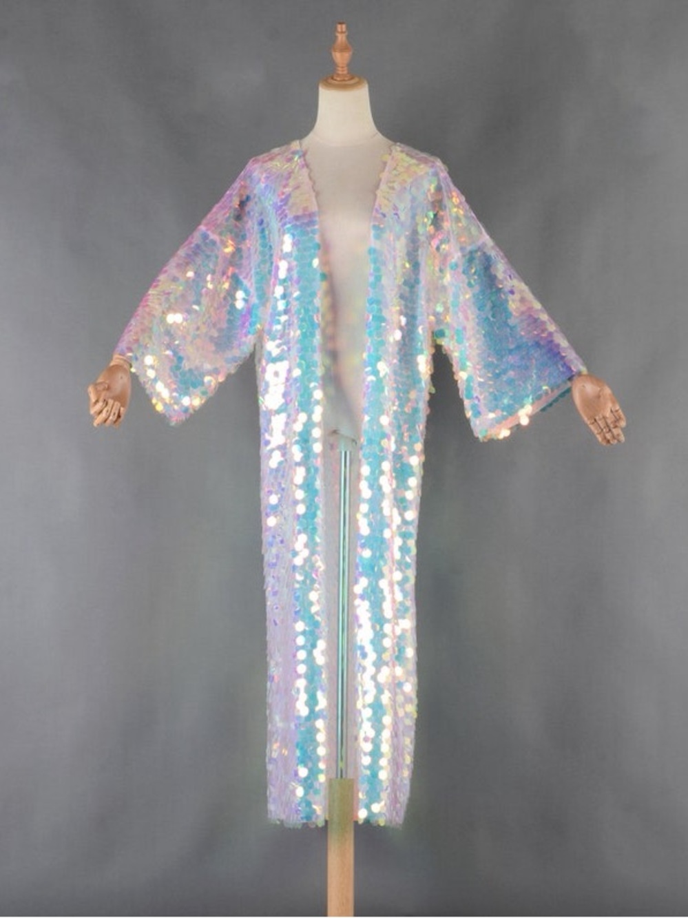 Pink Mermaid Sequin Kimono: Festival Rave Duster